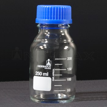 Frasco laboratório com rosca GL 45 azul  250 ml